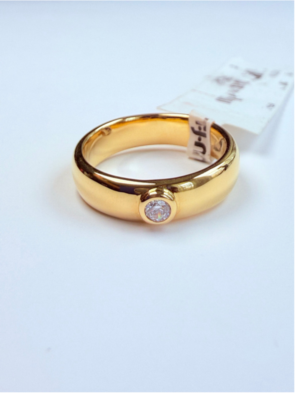 14K Gold Milor Cubic Zirconia CZ Round Solitare Classic 1895 Band Ring BNWT